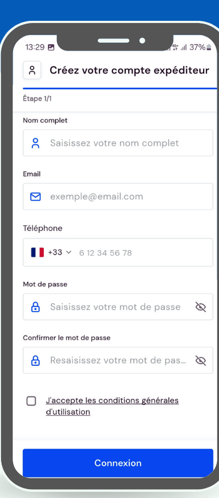 Créer votre compte — application HeyColis