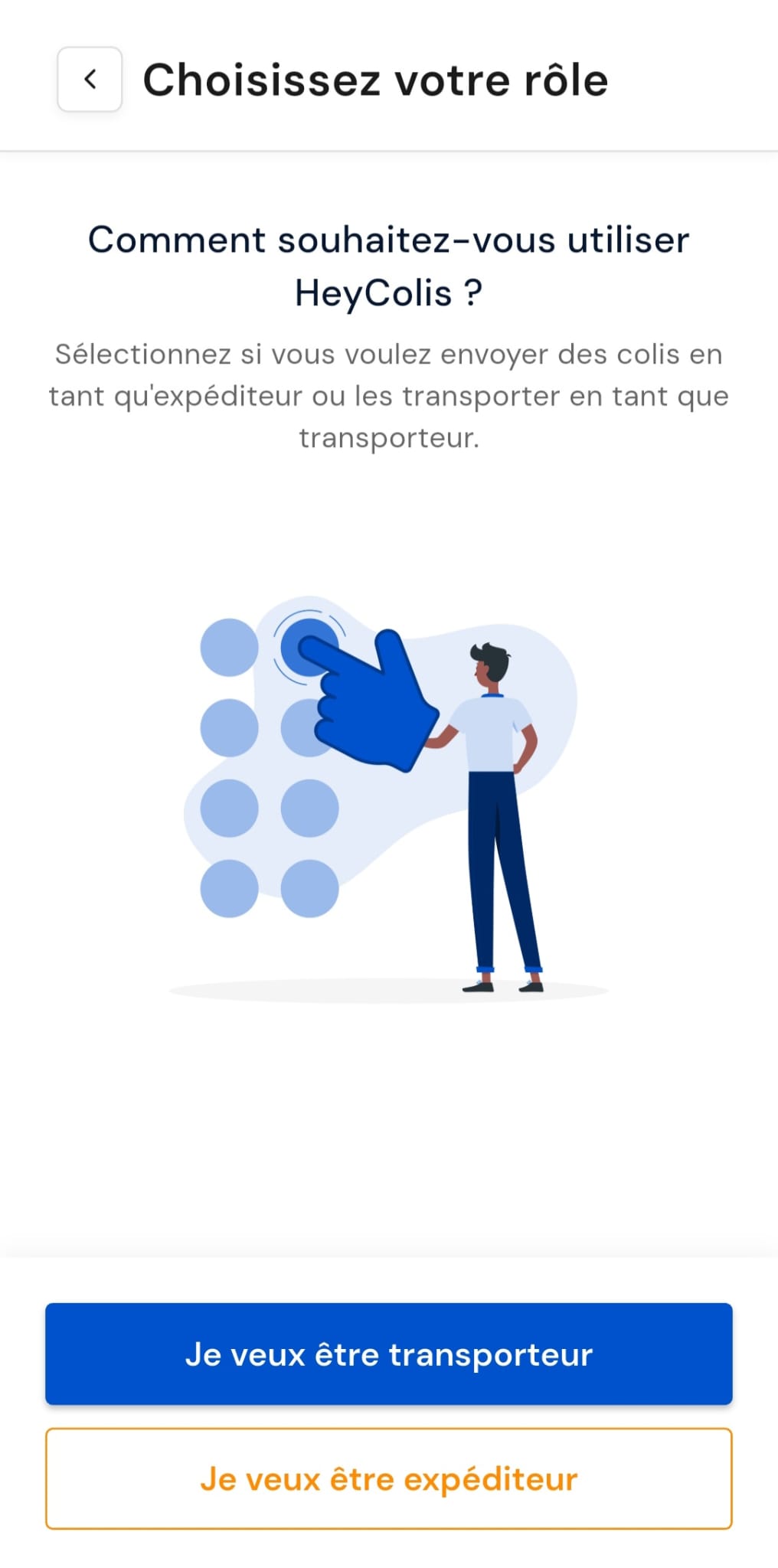 Application HeyColis — création d’un compte pour envoyer ou transporter des colis