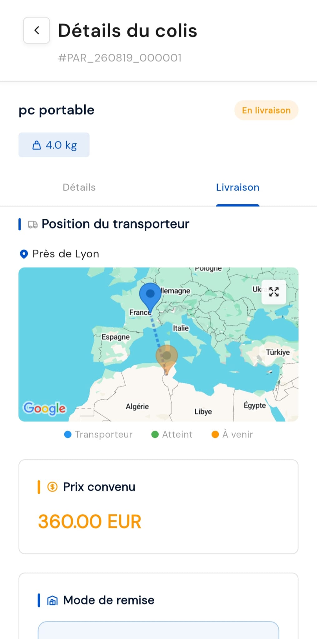 Application HeyColis — suivi d’un colis et de sa livraison